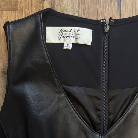 Badgley Mischka Black Leather Panel Mini Dress - Picture 6 of 6
